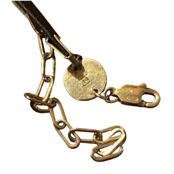 Jennifer Zuener Black Leather and Gold Cross Wrap Bracelet - Picture 5 of 5